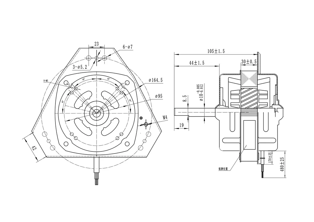 110V 1600r CCA Wire Spin Motor for Washing Machine