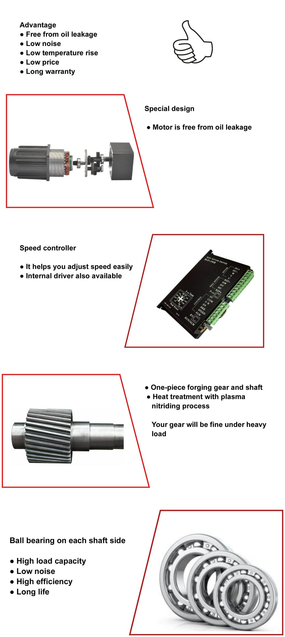 12V 24V 48V 90V BLDC Brushless Gear Motor for Agv