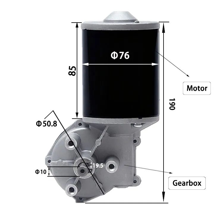 12V Gear Box DC Motor Left Angle Rolling Shutters Gerage Door Motor
