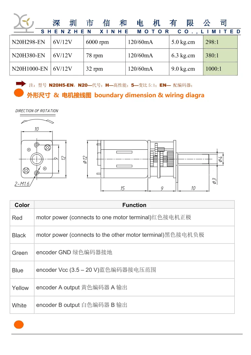 12V High Torque 60rpm Gear Motor with Encoder