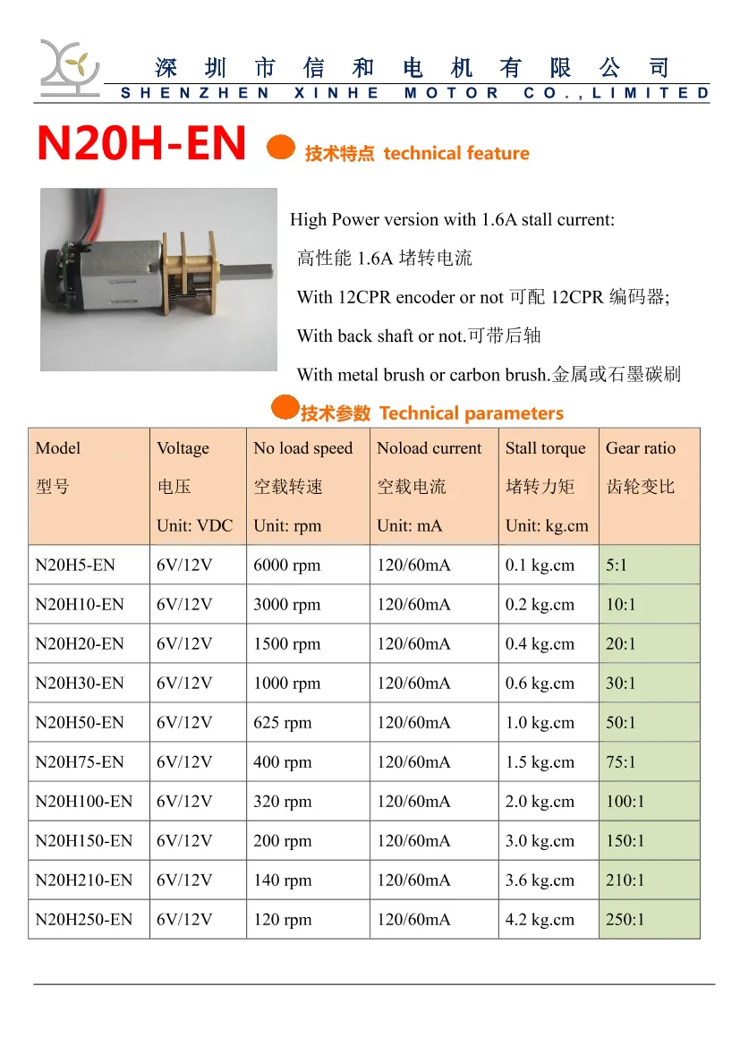 12V High Torque 60rpm Gear Motor with Encoder