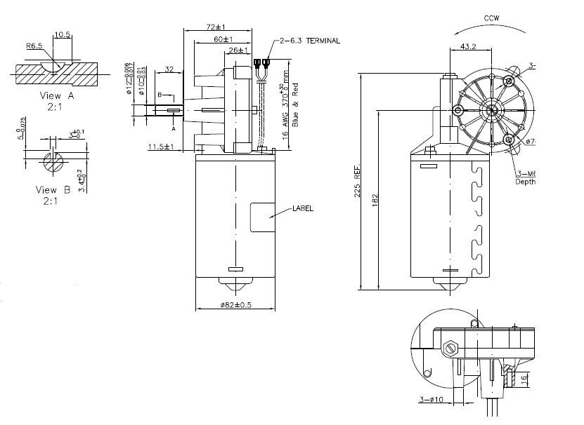 24V DC Geared Motor Electric with Rated Torque 8 Nm