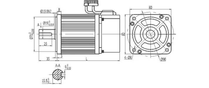 3 Phase Ce Quality 730W AC Servo Motor and Driver 220V 3000rpm 80mm 3.5nm for Injection Molding Machine