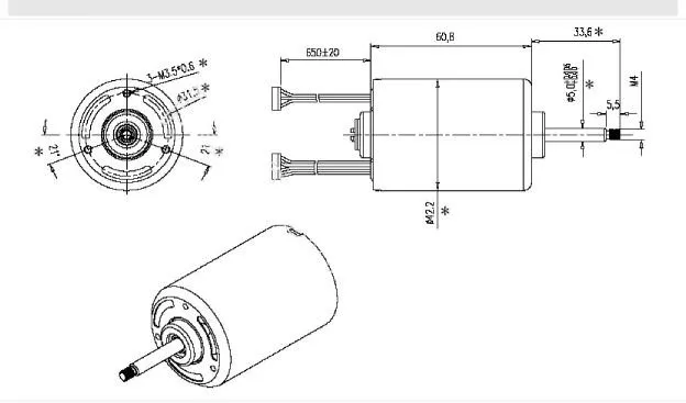 43mm 240V 45W Low Speed Permanent Magnet Brushless DC Motor