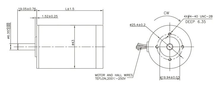 43mm DC Brushless Motor with 0.078nm 3000rpm (ME043AS300-1)