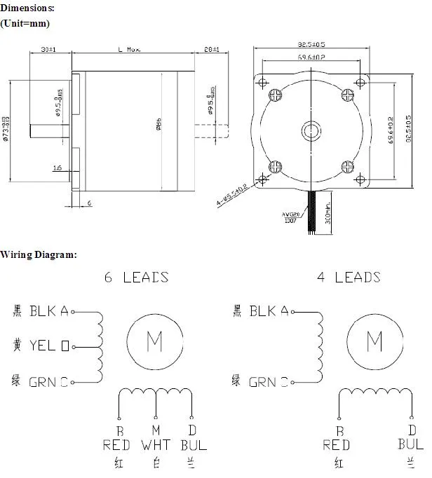 4wire Hybrid Stepper Motors NEMA34 1.8 Degree 2 Phase 86hs67-2804