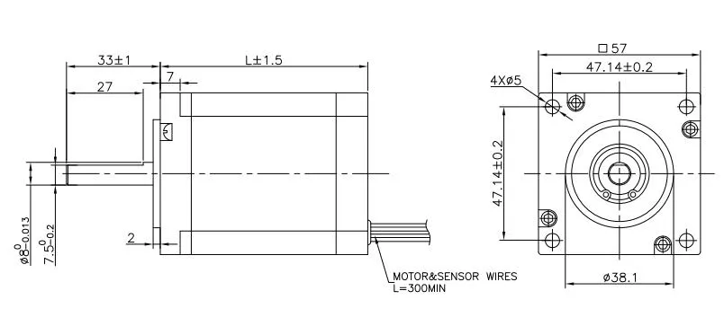 56mm DC Brushless Motor with 36V 47W (MDB56GS100)
