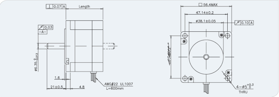 57mm 1.8 Degree Enhanced Hybrid Stepper Motor (MP057NB522-10)