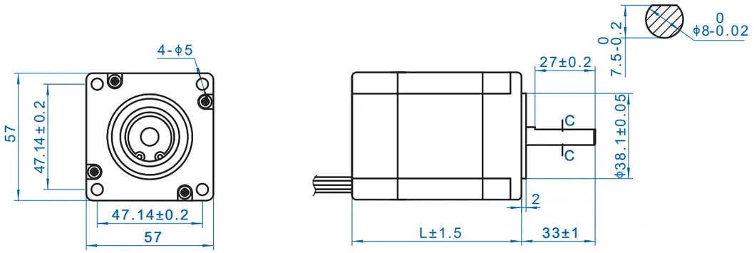 57mm 8 Phase Brushless DC Motor, BLDC Motor with Encoder