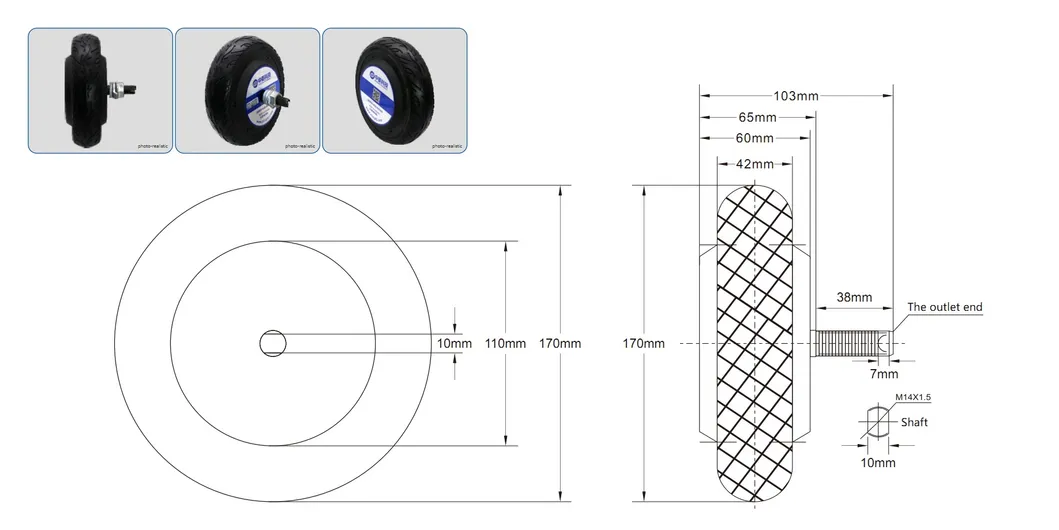 6.5inch 24V 120kg Load 6.5n. M 150W BLDC Brushless DC Wheel Hub Servo Motor for Service Robot