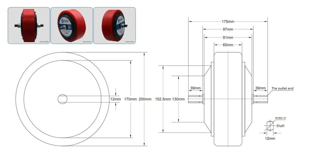 8 Inch 48V 800W 300kg Load 40nm 20A Brushless DC Low Speed High Torque Electric Encoder Hall Wheel Servo Hub Motor for Electric Forklift
