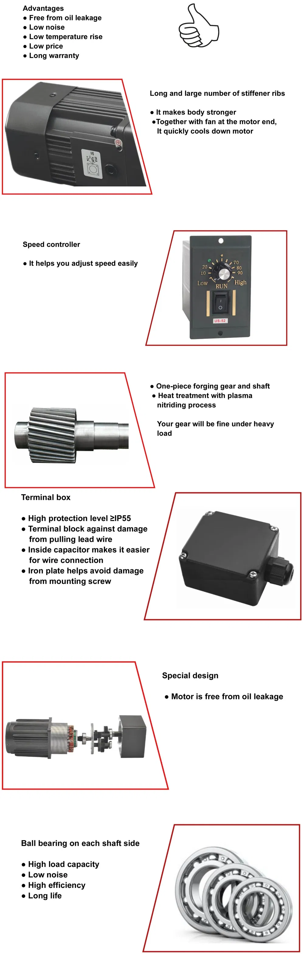 Ang 200W 250W 100*100mm AC Right Angle Gear Motor