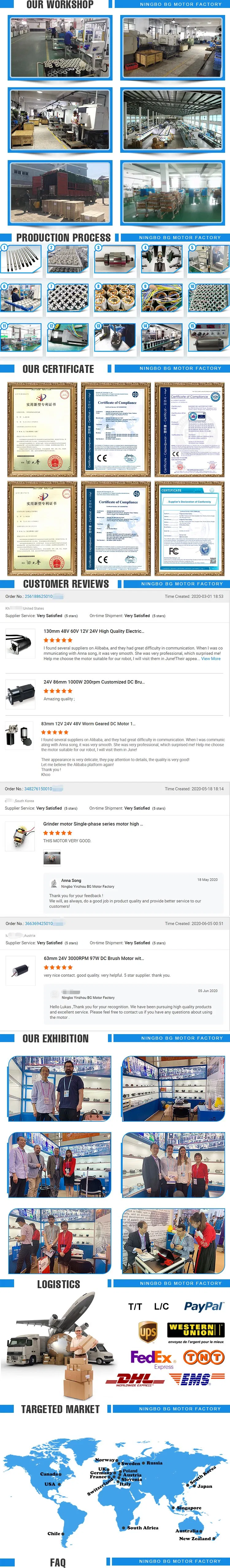 Bg Good Price Efficient BLDC 86mm Customized Specification 12V 36V 48V, 50W Upto 800W DC Brushless Motor