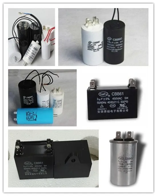 Black Plastic Case 450VAC Cbb65 Aluminum Capacitor with Wire out Motor Capacitor