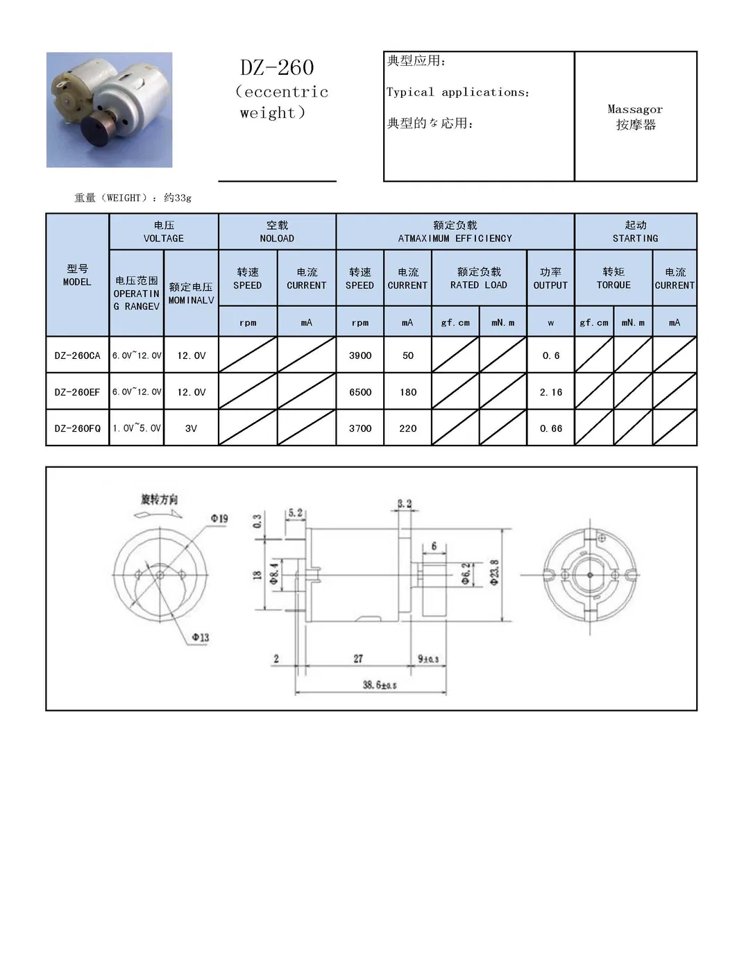Customized 24V DC Eccentric Vibration Motor for Massage Products Od23.8mm