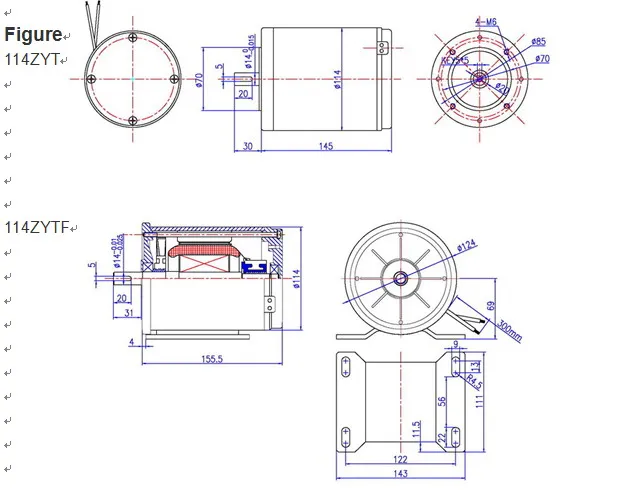 DC Motor Brushed Motor Electric Motor PMDC Motor 114zyt145-1232 12VDC 1.1n. M 2800rpm