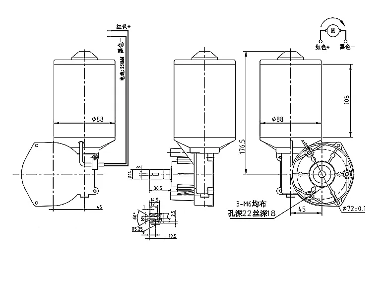 DC12V 80W 60rpm Reversible Worm Gear Motor Reversible Electric Gear Motor High Torque Speed Reducing Electric Gearbox Motor
