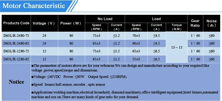 Diameter 63mm Worm Gear Motor DC 12V 24V for Wheel Chair