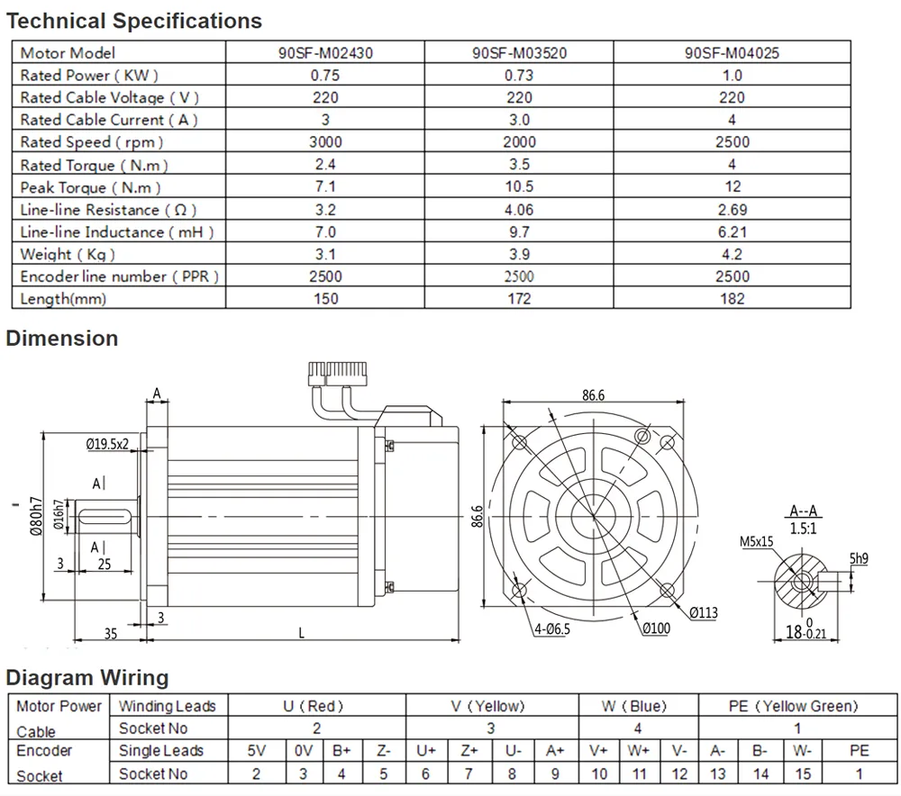 High Quality 730W 3.5nm 220V AC Servo Motor CNC Servo Motor and Driver, AC Motor, DC Motor for Engraving Machine