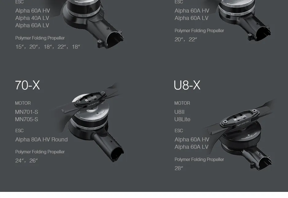T-Motor 505-X Arm Set Electric Uav Brushless DC Motor 380kv
