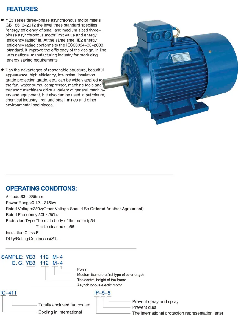 Yd Series Variable Multispeed Three-Phase Motor Yd-100L1-4/6p-2.5/2HP-1.8/1.3kw/ (0.85KW-82kW)