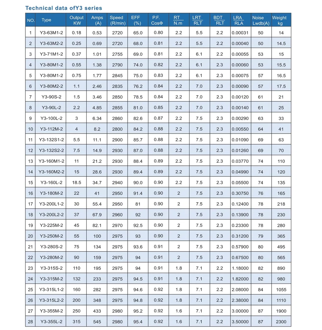 Ye2 High Efficiency Three Phase Induction Electric Motor Customized Housing